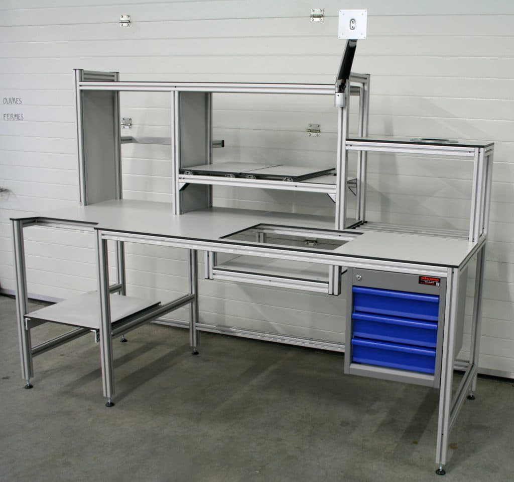 exemple réalisation de poste de travail en profilé aluminium