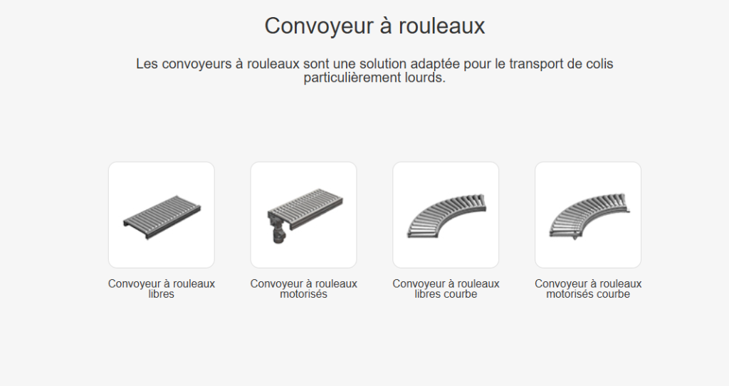 Configurateur de convoyeur à rouleaux sur mesure