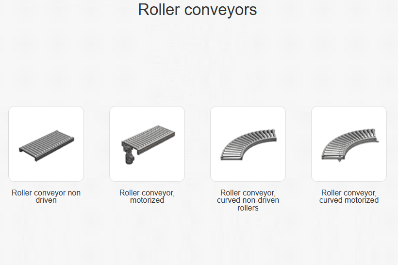 Customized roller conveyor configurator