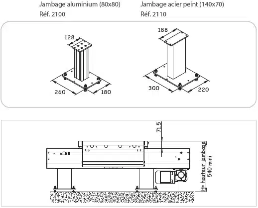 Jambage for TM pallet transfer system